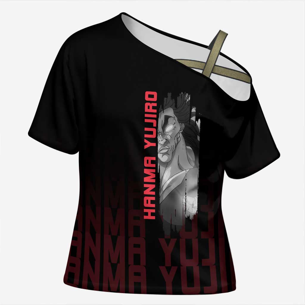 Yujiro Hanma The Ogre Baki Series Gym Theme Cross Shoulder Shirt with Muscular Back Design and Bold Typography - The Mazicc