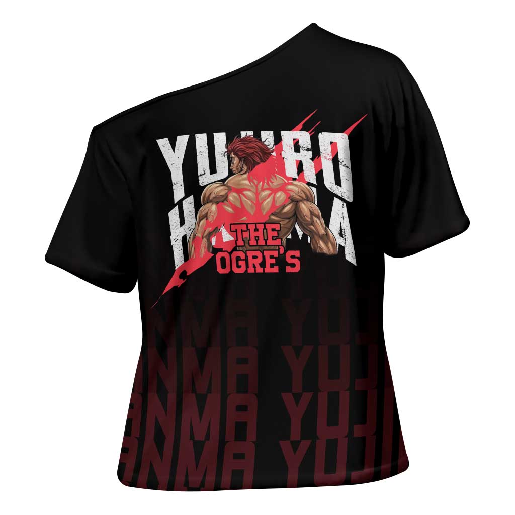 Yujiro Hanma The Ogre Baki Series Gym Theme Cross Shoulder Shirt with Muscular Back Design and Bold Typography - The Mazicc