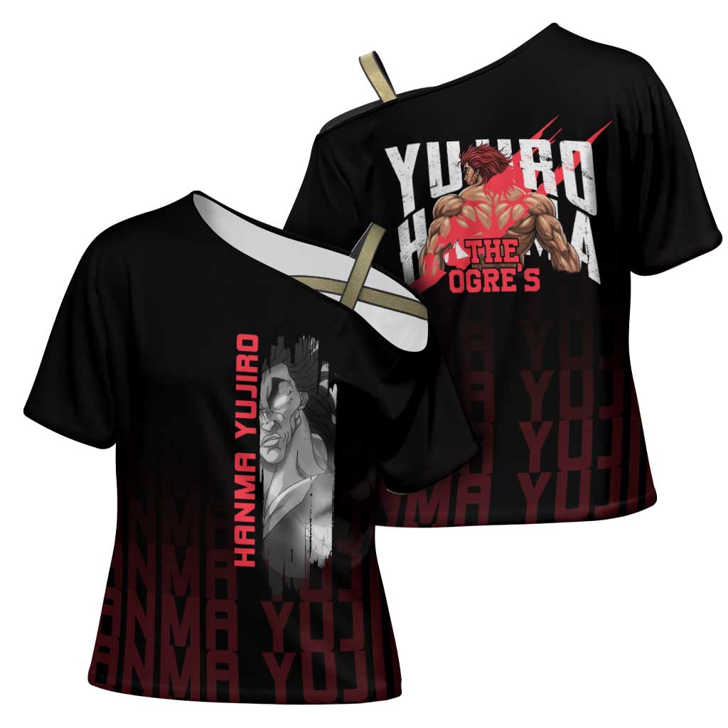 Yujiro Hanma The Ogre Baki Series Gym Theme Cross Shoulder Shirt with Muscular Back Design and Bold Typography - The Mazicc