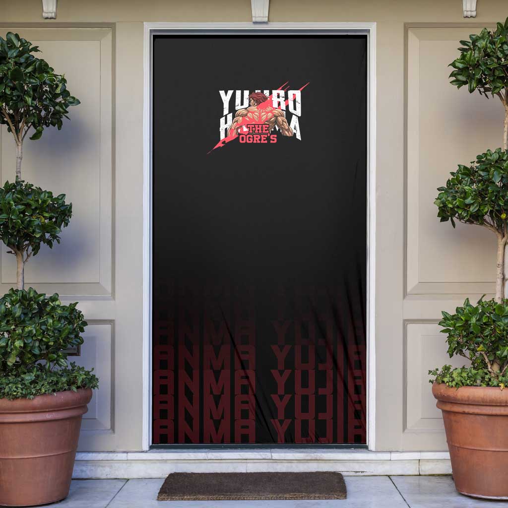 Yujiro Hanma The Ogre Baki Series Gym Theme Door Cover with Muscular Back Design and Bold Typography - The Mazicc