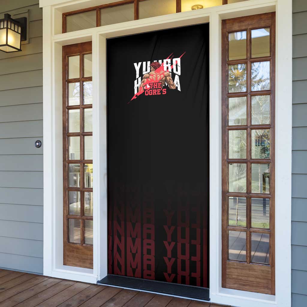 Yujiro Hanma The Ogre Baki Series Gym Theme Door Cover with Muscular Back Design and Bold Typography - The Mazicc
