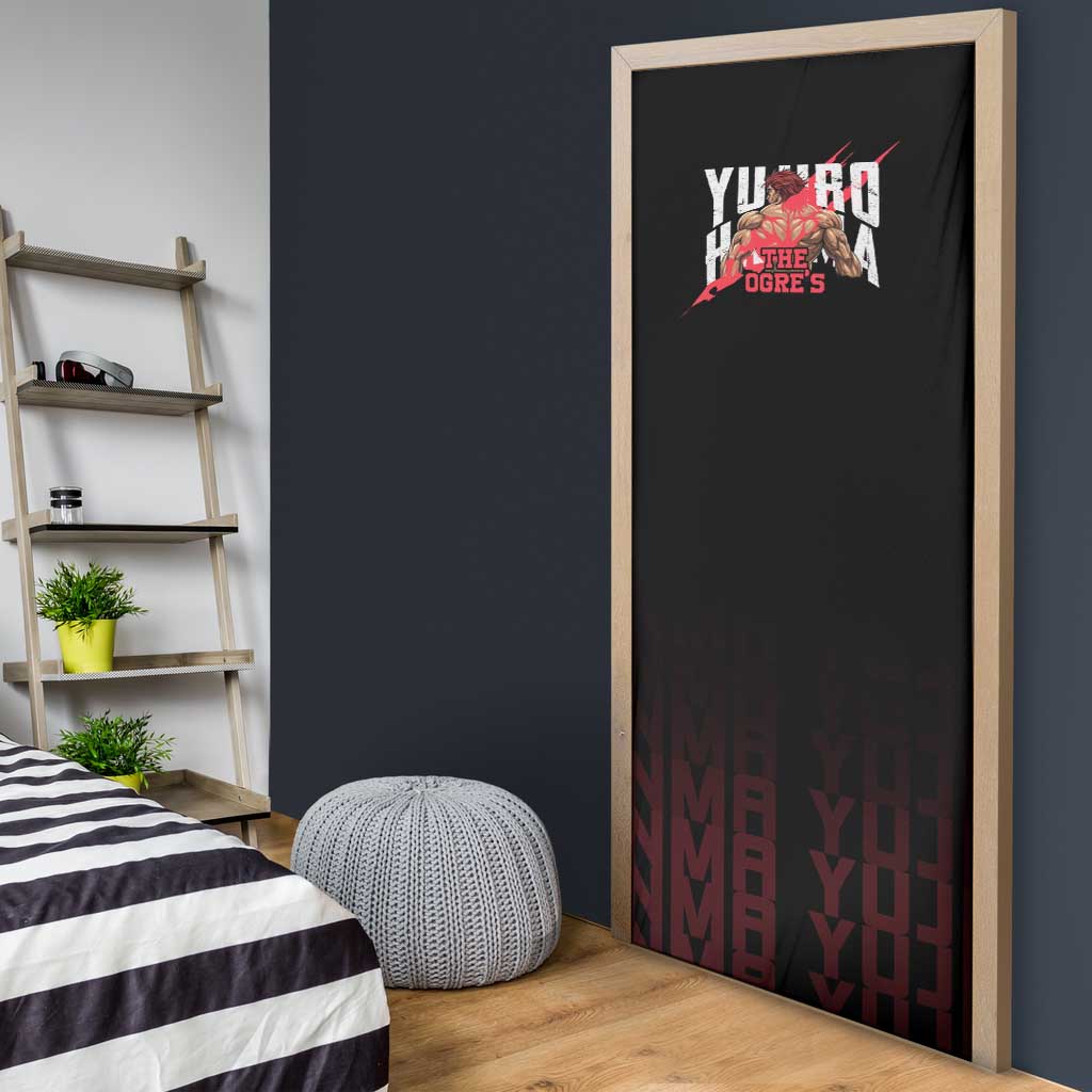 Yujiro Hanma The Ogre Baki Series Gym Theme Door Cover with Muscular Back Design and Bold Typography - The Mazicc