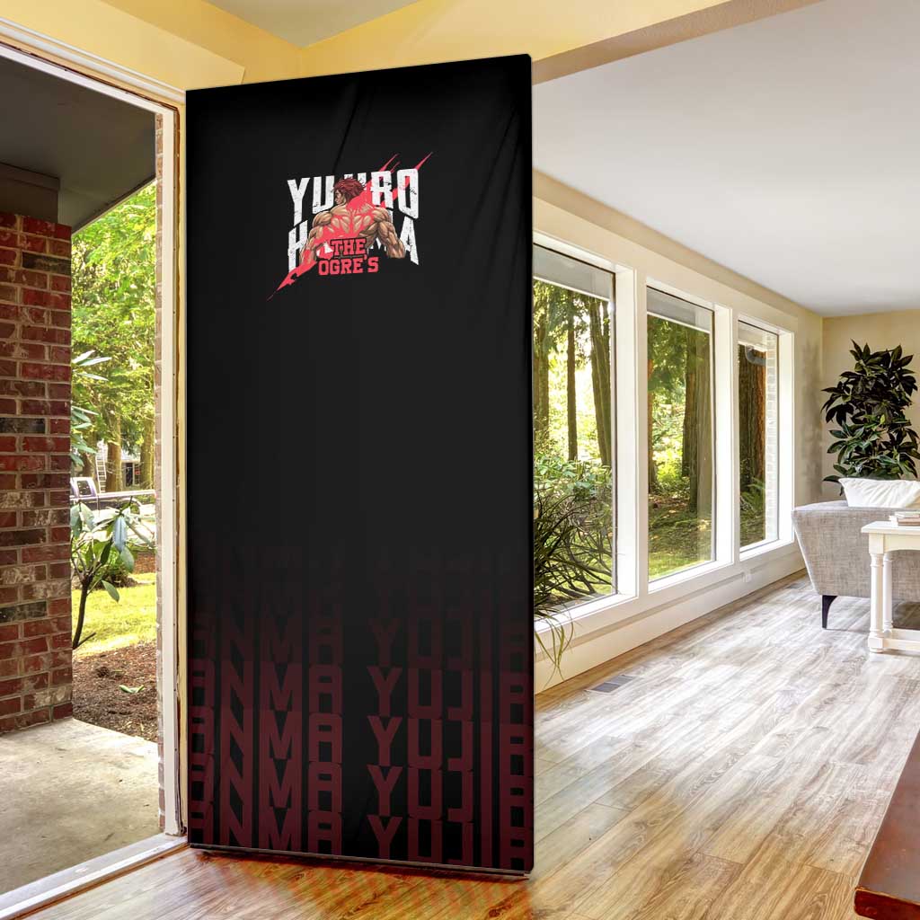 Yujiro Hanma The Ogre Baki Series Gym Theme Door Cover with Muscular Back Design and Bold Typography - The Mazicc