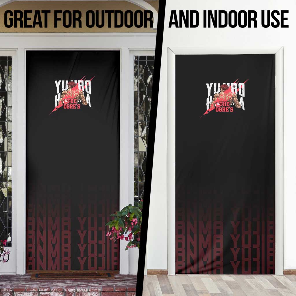 Yujiro Hanma The Ogre Baki Series Gym Theme Door Cover with Muscular Back Design and Bold Typography - The Mazicc