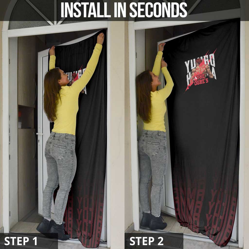 Yujiro Hanma The Ogre Baki Series Gym Theme Door Cover with Muscular Back Design and Bold Typography - The Mazicc
