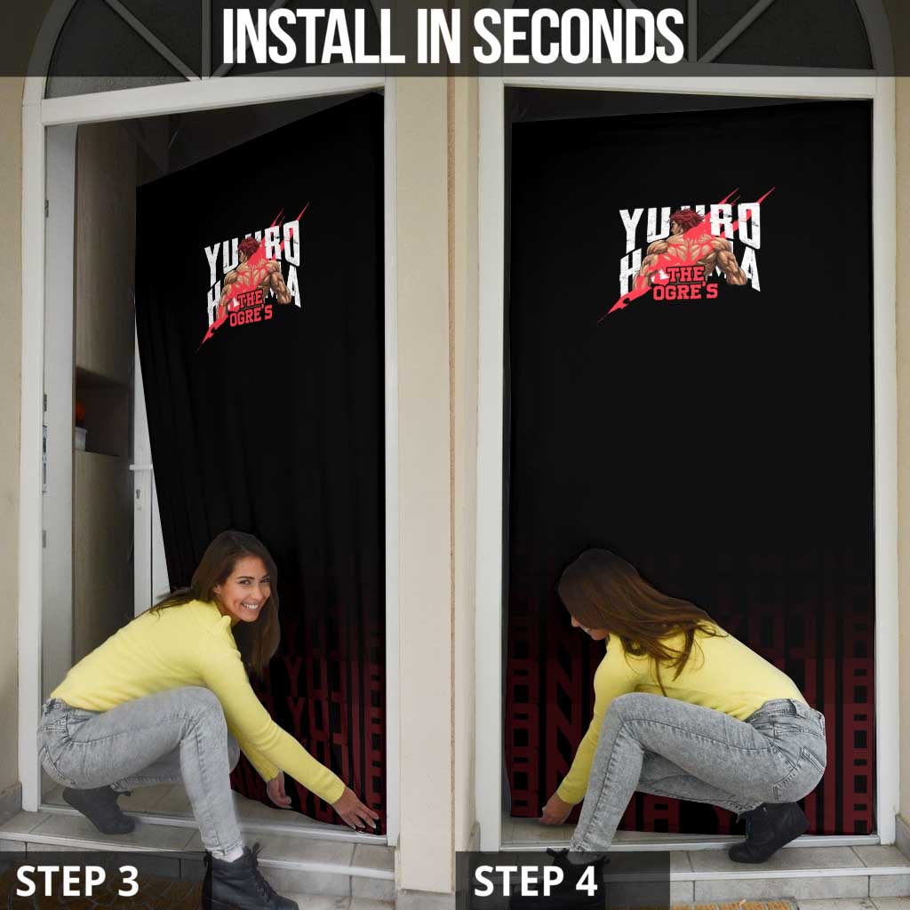 Yujiro Hanma The Ogre Baki Series Gym Theme Door Cover with Muscular Back Design and Bold Typography - The Mazicc
