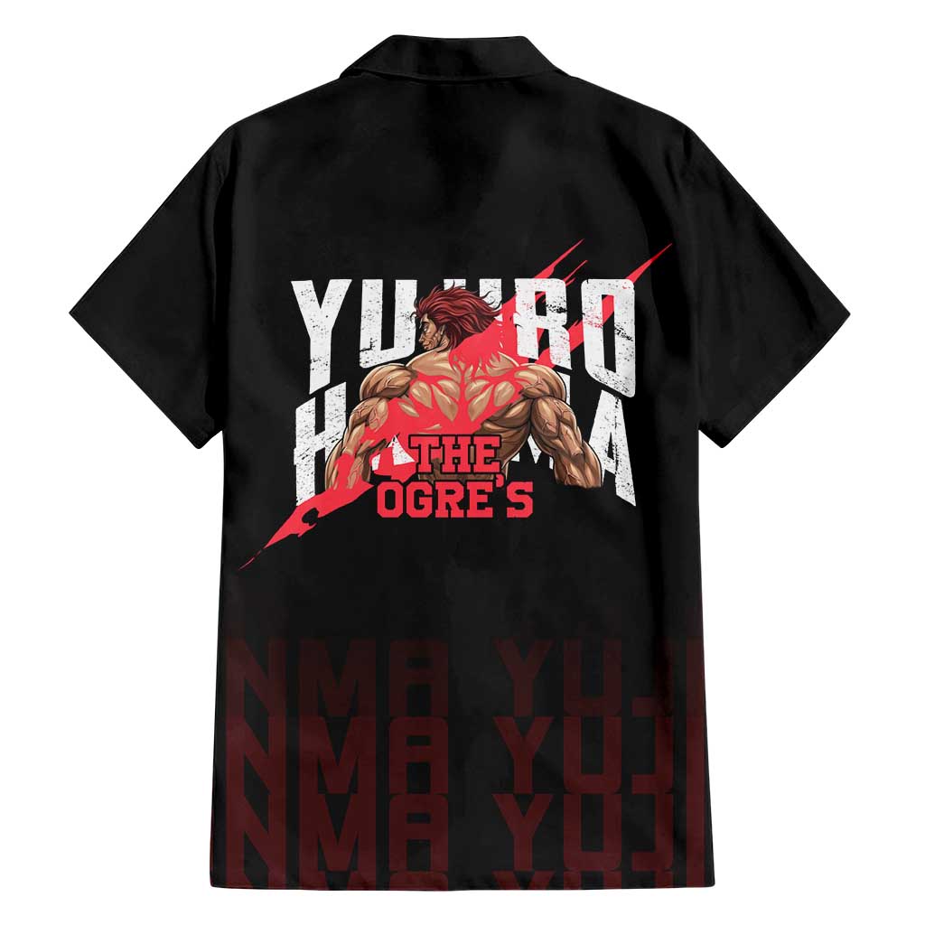 Yujiro Hanma The Ogre Baki Series Gym Theme Family Matching Off Shoulder Short Dress and Hawaiian Shirt with Muscular Back Design and Bold Typography