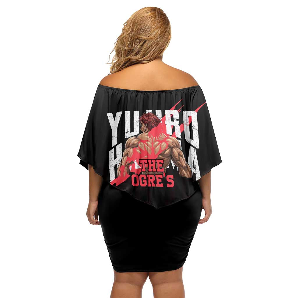 Yujiro Hanma The Ogre Baki Series Gym Theme Family Matching Off Shoulder Short Dress and Hawaiian Shirt with Muscular Back Design and Bold Typography
