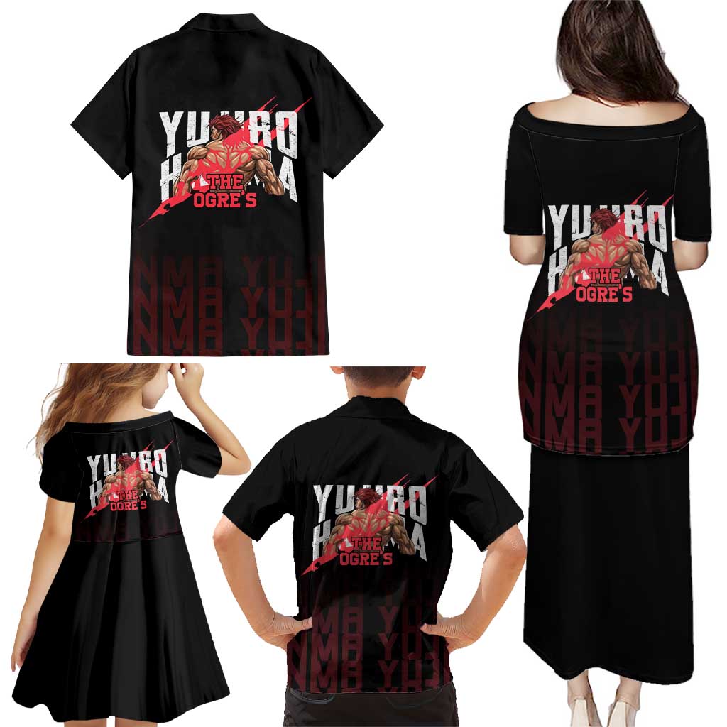 Yujiro Hanma The Ogre Baki Series Gym Theme Family Matching Puletasi and Hawaiian Shirt with Muscular Back Design and Bold Typography