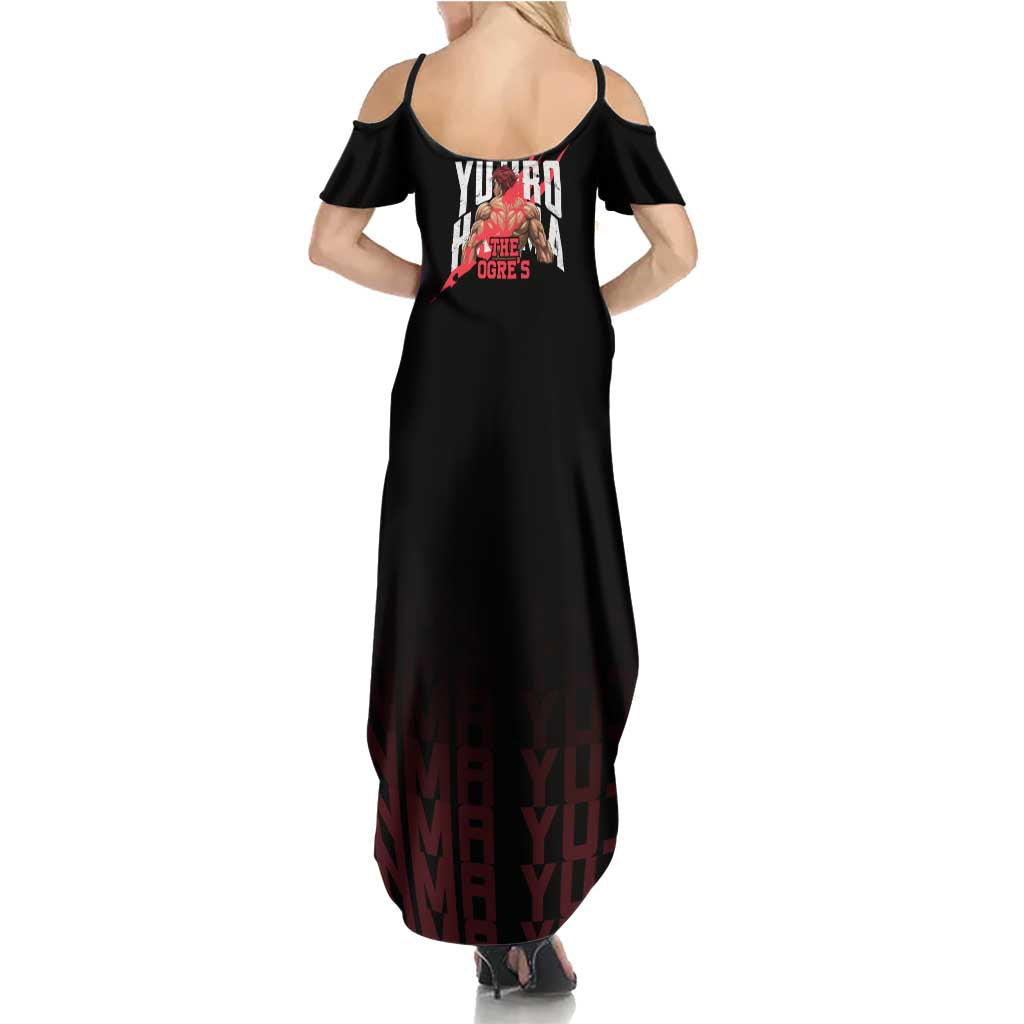 Yujiro Hanma The Ogre Baki Series Gym Theme Family Matching Summer Maxi Dress and Hawaiian Shirt with Muscular Back Design and Bold Typography