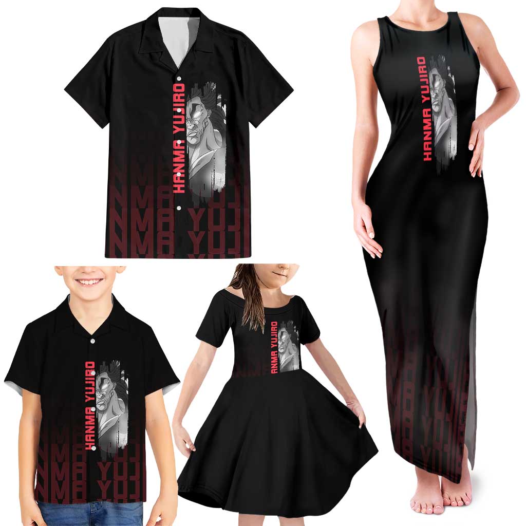Yujiro Hanma The Ogre Baki Series Gym Theme Family Matching Tank Maxi Dress and Hawaiian Shirt with Muscular Back Design and Bold Typography