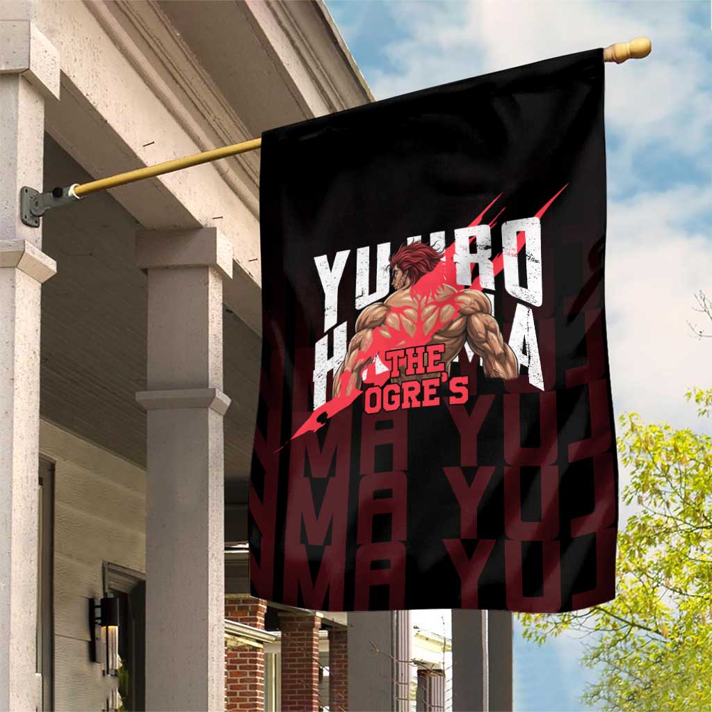 Yujiro Hanma The Ogre Baki Series Gym Theme Garden Flag with Muscular Back Design and Bold Typography - The Mazicc