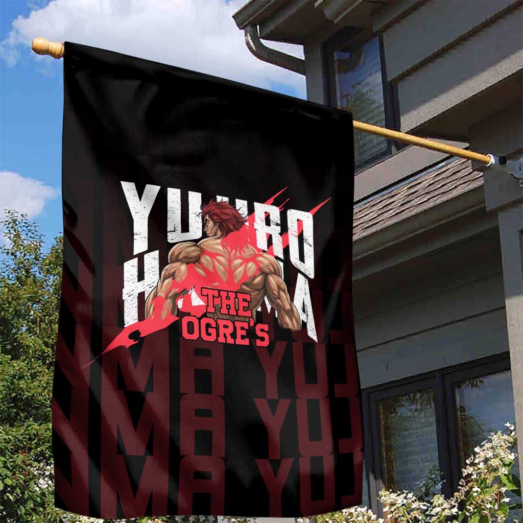 Yujiro Hanma The Ogre Baki Series Gym Theme Garden Flag with Muscular Back Design and Bold Typography - The Mazicc