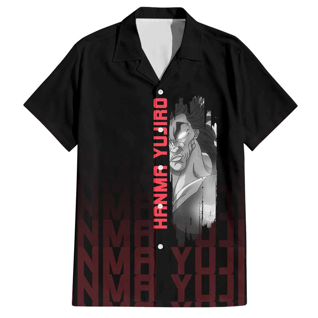 Yujiro Hanma The Ogre Baki Series Gym Theme Hawaiian Shirt with Muscular Back Design and Bold Typography - The Mazicc