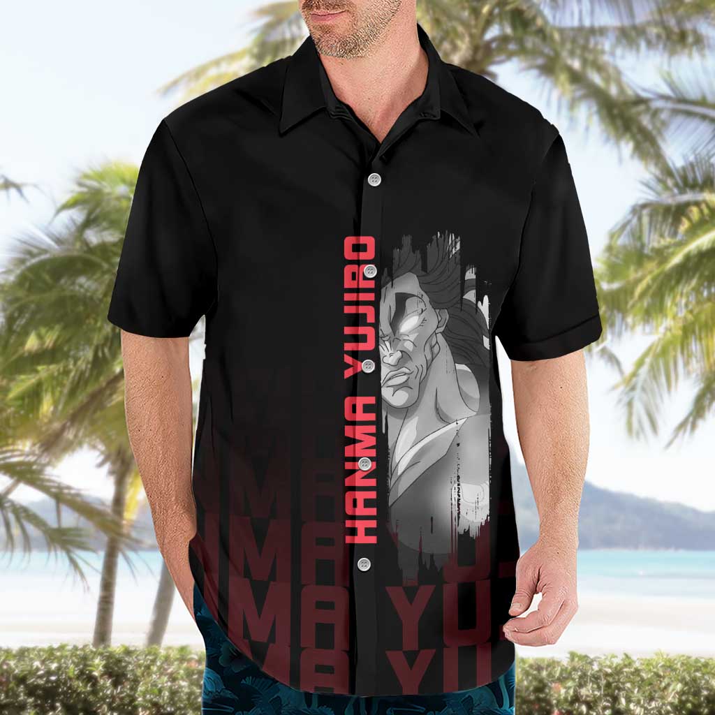 Yujiro Hanma The Ogre Baki Series Gym Theme Hawaiian Shirt with Muscular Back Design and Bold Typography - The Mazicc