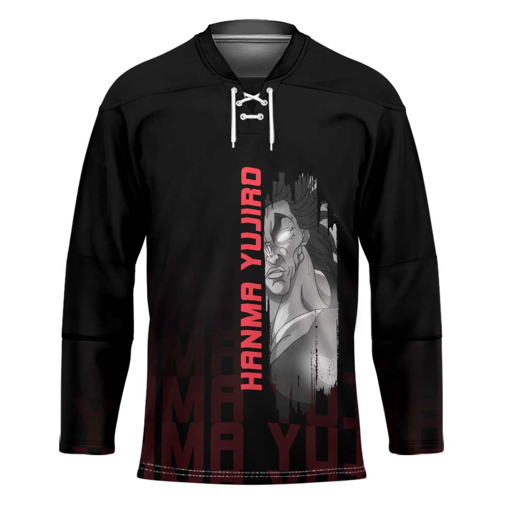 Yujiro Hanma The Ogre Baki Series Gym Theme Hockey Jersey with Muscular Back Design and Bold Typography - The Mazicc