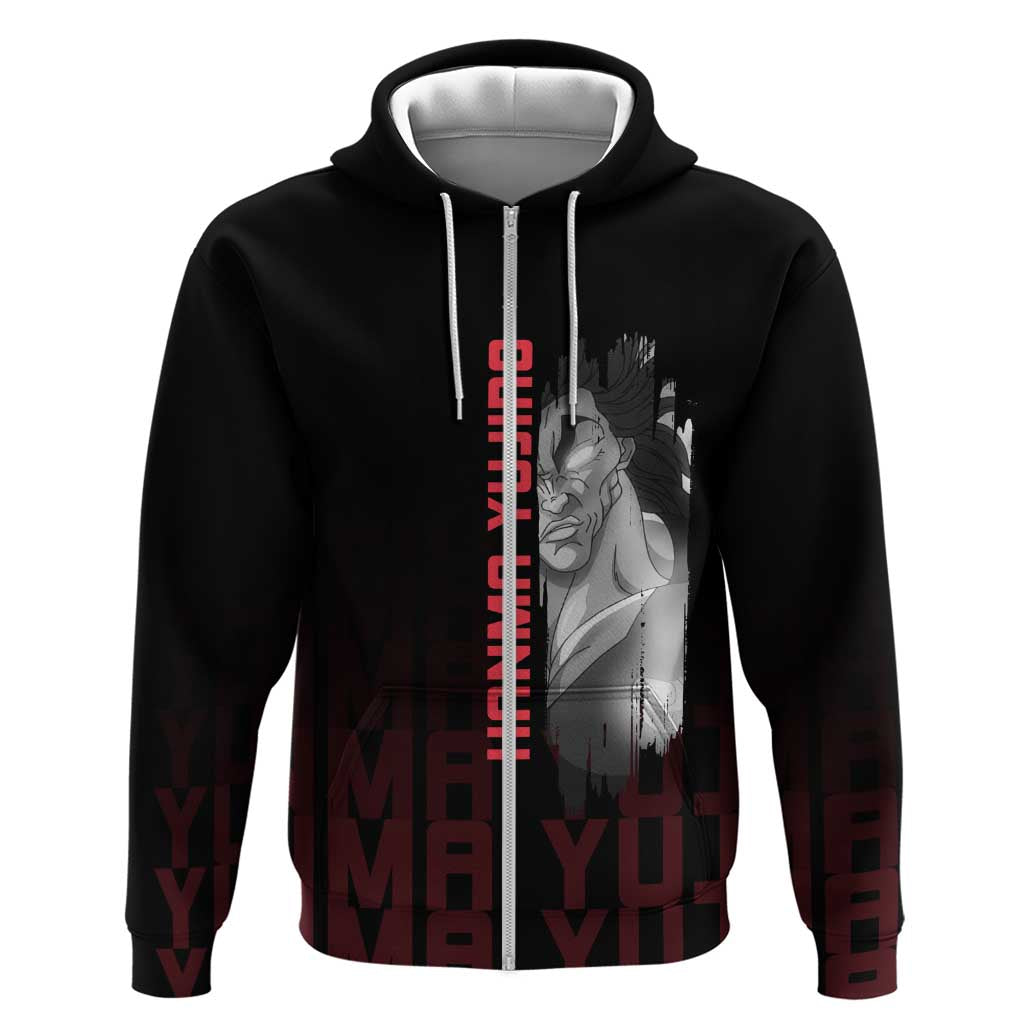 Yujiro Hanma The Ogre Baki Series Gym Theme Hoodie with Muscular Back Design and Bold Typography - The Mazicc