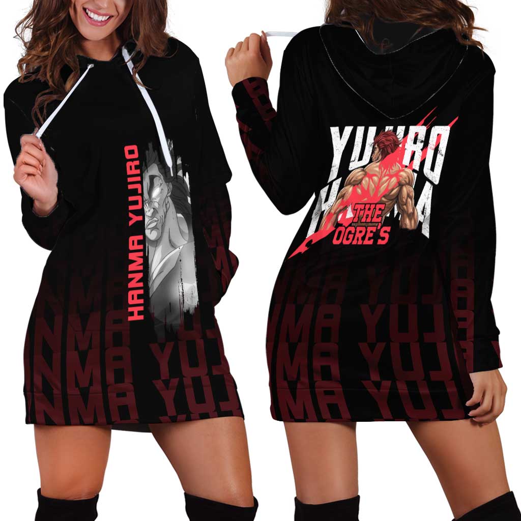 Yujiro Hanma The Ogre Baki Series Gym Theme Hoodie Dress with Muscular Back Design and Bold Typography - The Mazicc