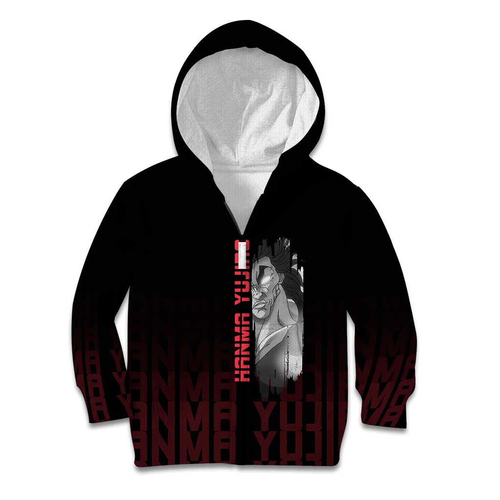 Yujiro Hanma The Ogre Baki Series Gym Theme Kid Hoodie with Muscular Back Design and Bold Typography - The Mazicc