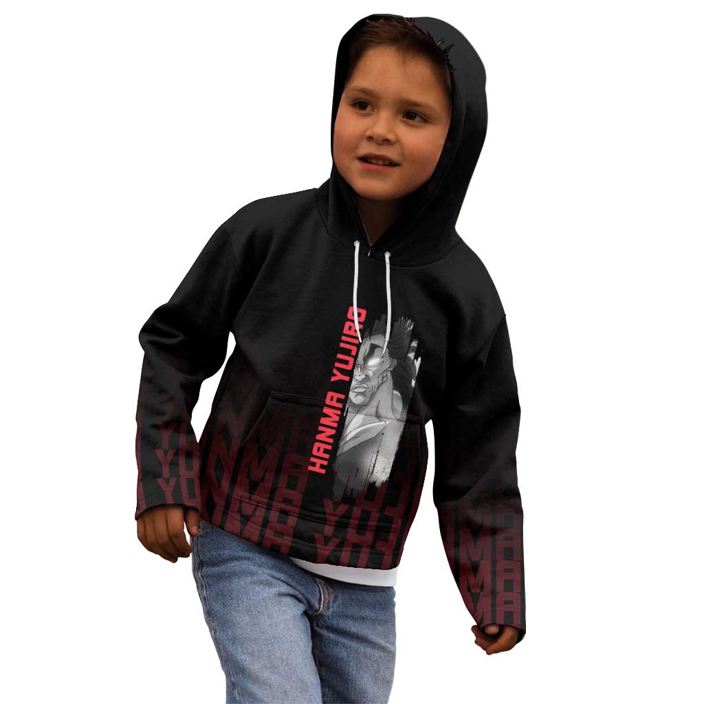 Yujiro Hanma The Ogre Baki Series Gym Theme Kid Hoodie with Muscular Back Design and Bold Typography - The Mazicc