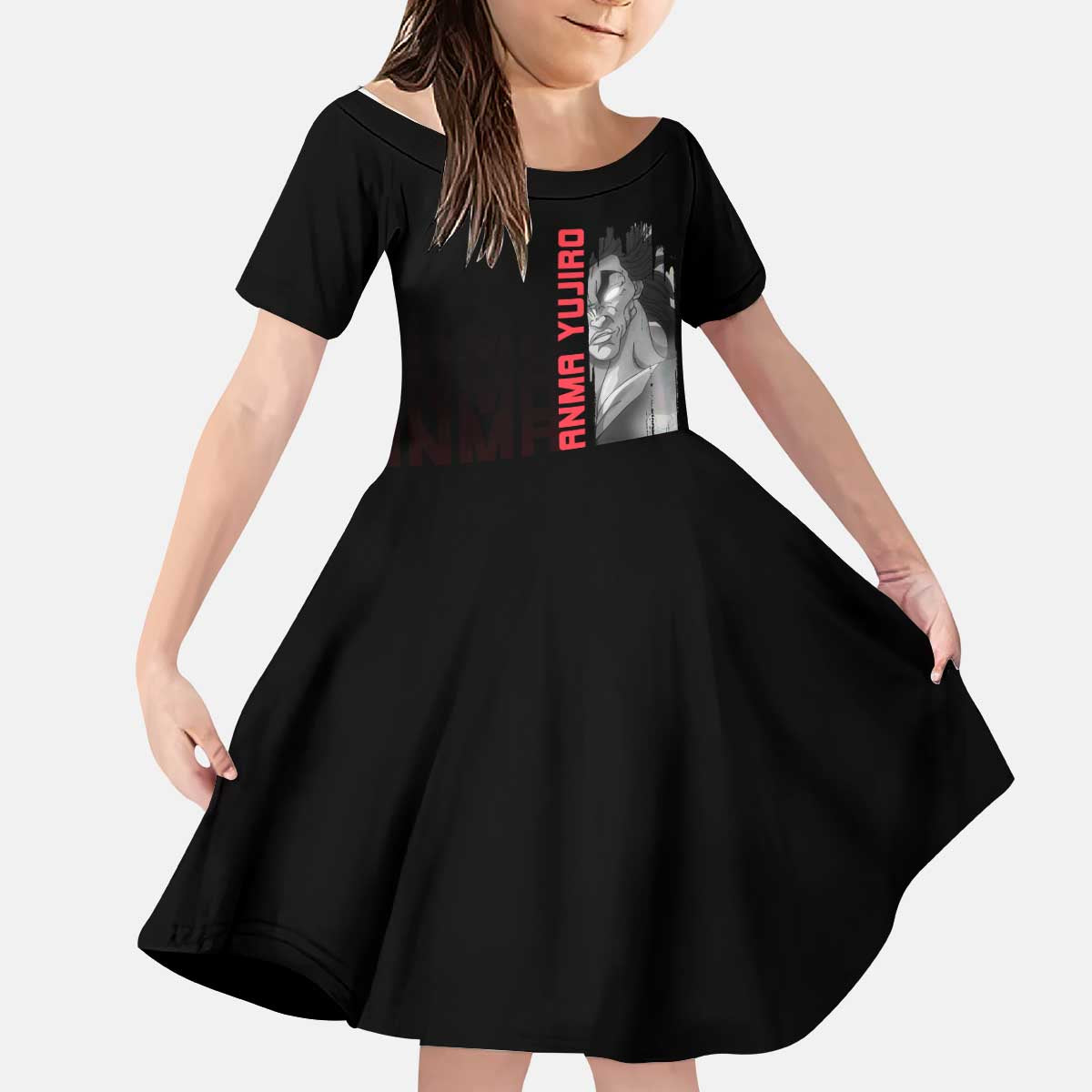 Yujiro Hanma The Ogre Baki Series Gym Theme Kid Short Sleeve Dress with Muscular Back Design and Bold Typography - The Mazicc
