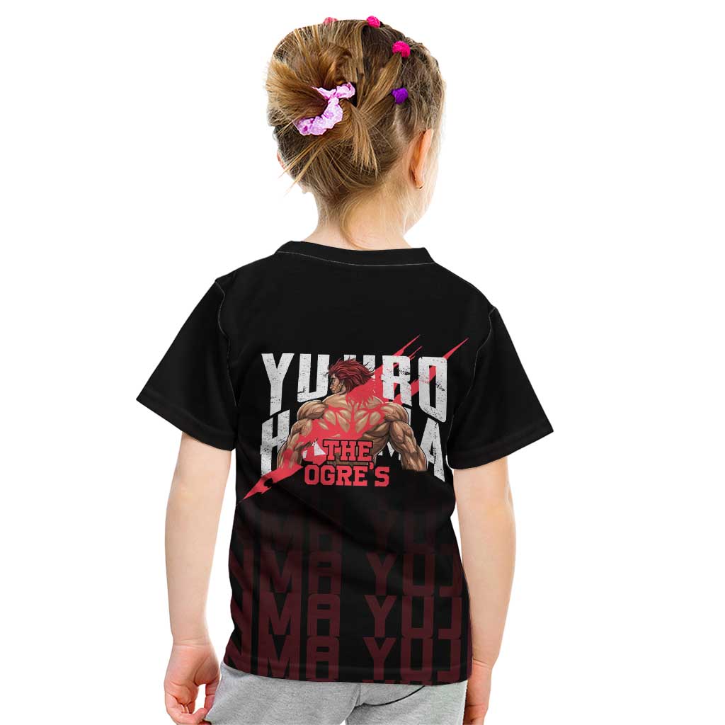 Yujiro Hanma The Ogre Baki Series Gym Theme Kid T Shirt with Muscular Back Design and Bold Typography - The Mazicc