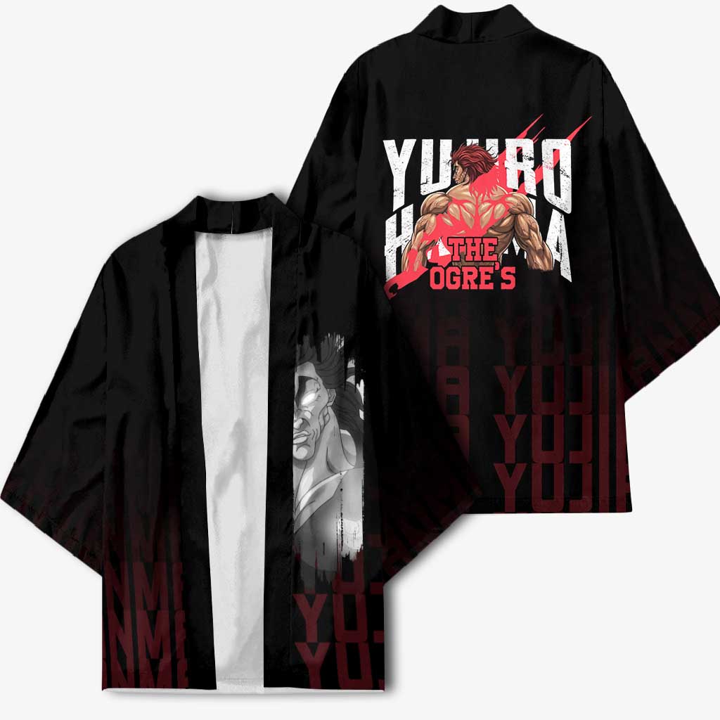 Yujiro Hanma The Ogre Baki Series Gym Theme Kimono with Muscular Back Design and Bold Typography - The Mazicc