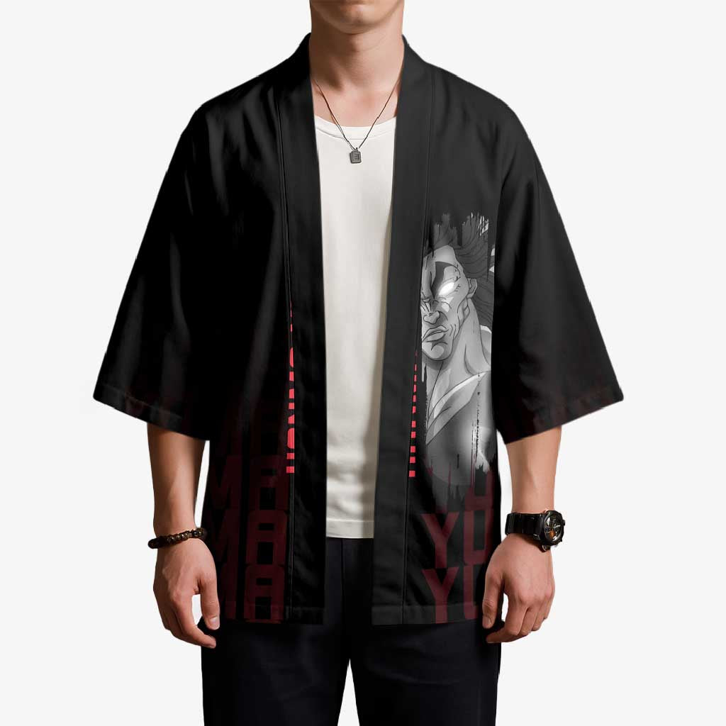 Yujiro Hanma The Ogre Baki Series Gym Theme Kimono with Muscular Back Design and Bold Typography - The Mazicc