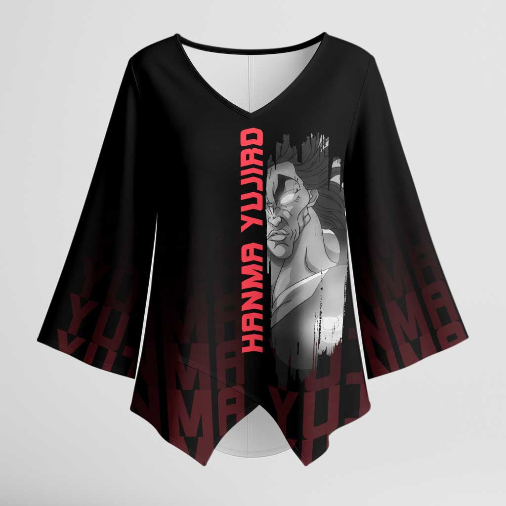 Yujiro Hanma The Ogre Baki Series Gym Theme Kimono Sleeve Blouse with Muscular Back Design and Bold Typography - The Mazicc