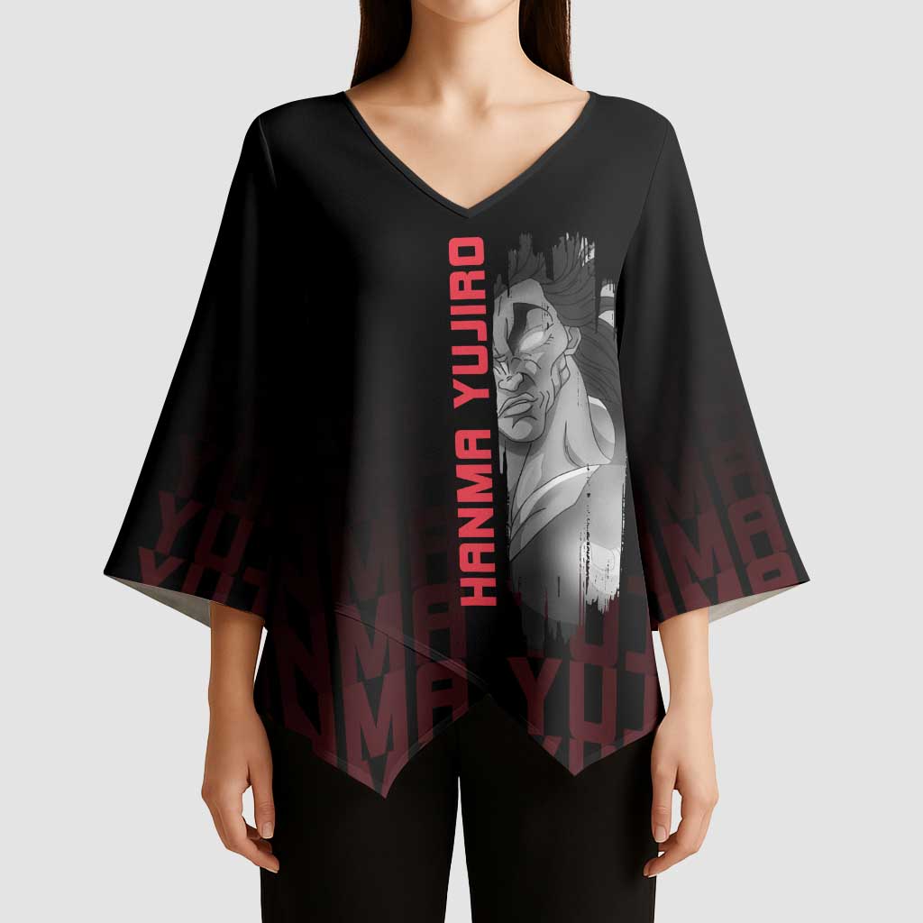 Yujiro Hanma The Ogre Baki Series Gym Theme Kimono Sleeve Blouse with Muscular Back Design and Bold Typography - The Mazicc