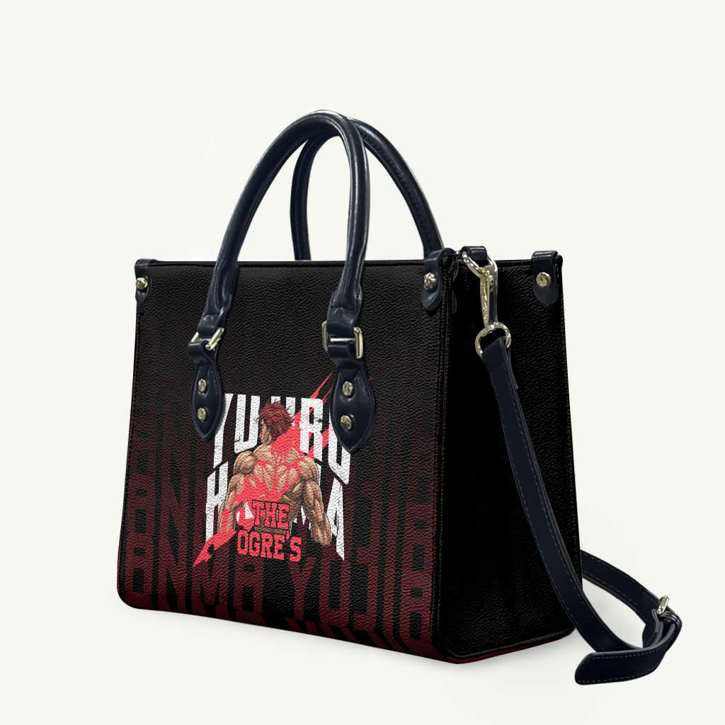 Yujiro Hanma The Ogre Baki Series Gym Theme Leather Bag with Muscular Back Design and Bold Typography - The Mazicc