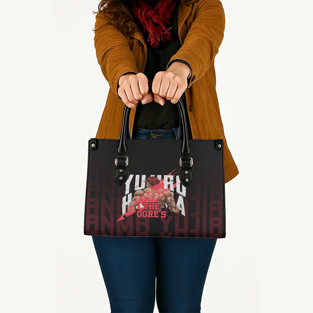Yujiro Hanma The Ogre Baki Series Gym Theme Leather Bag with Muscular Back Design and Bold Typography - The Mazicc