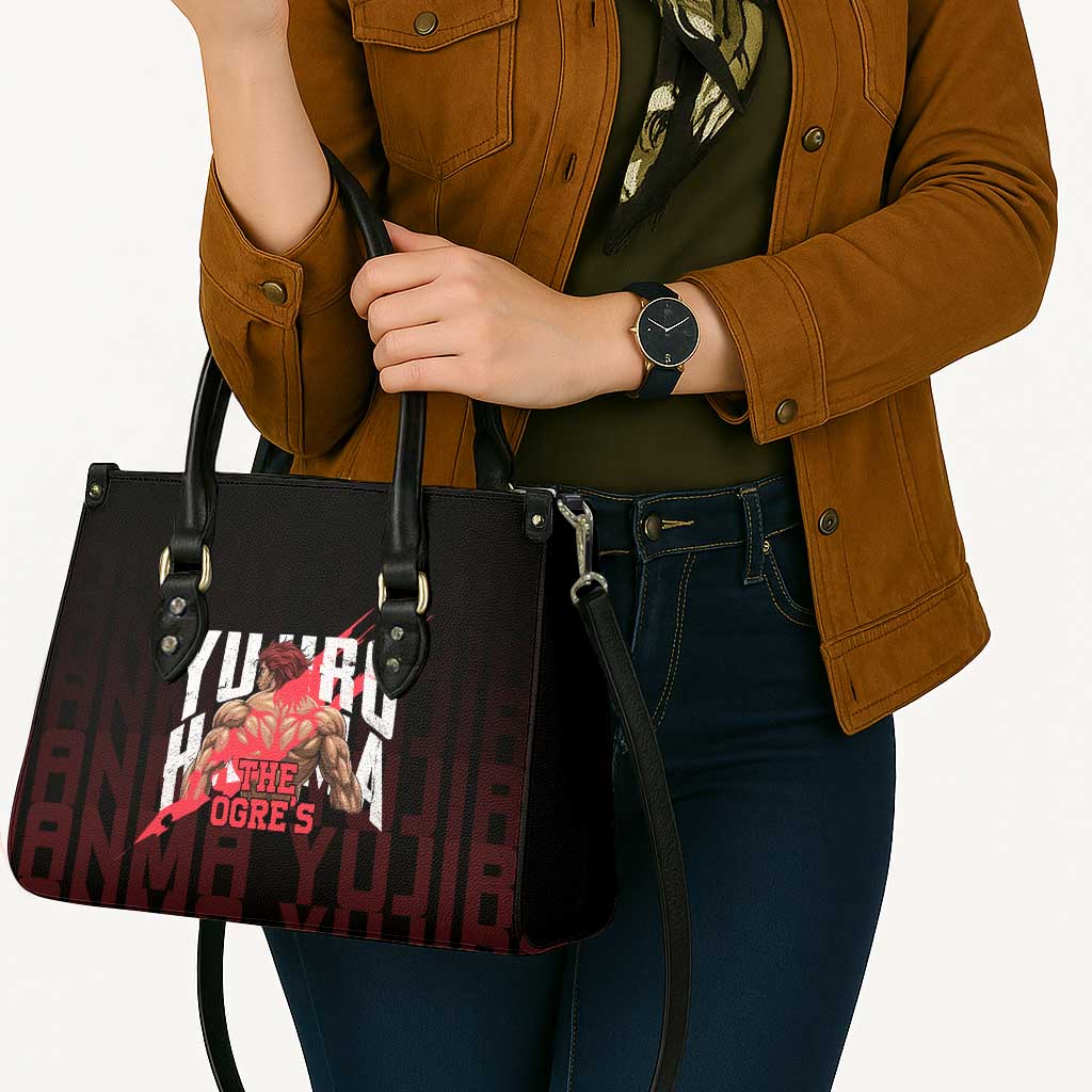 Yujiro Hanma The Ogre Baki Series Gym Theme Leather Bag with Muscular Back Design and Bold Typography - The Mazicc
