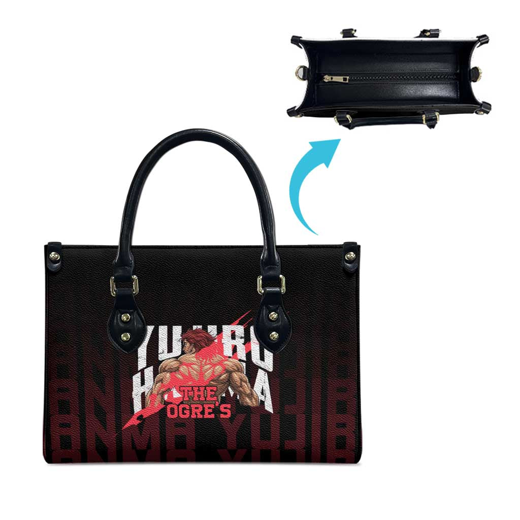 Yujiro Hanma The Ogre Baki Series Gym Theme Leather Bag with Muscular Back Design and Bold Typography - The Mazicc