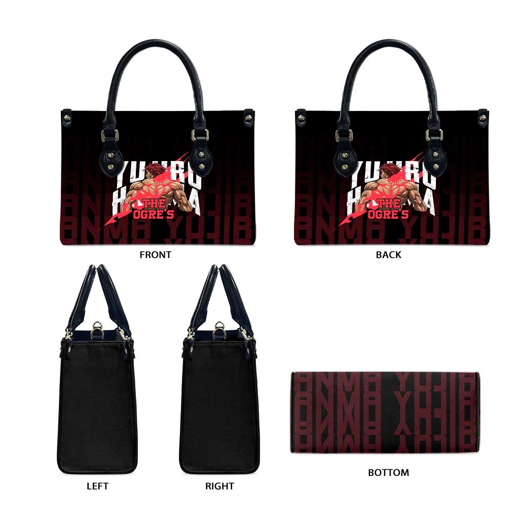 Yujiro Hanma The Ogre Baki Series Gym Theme Leather Bag with Muscular Back Design and Bold Typography - The Mazicc