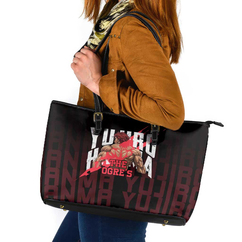 Yujiro Hanma The Ogre Baki Series Gym Theme Leather Tote Bag with Muscular Back Design and Bold Typography - The Mazicc