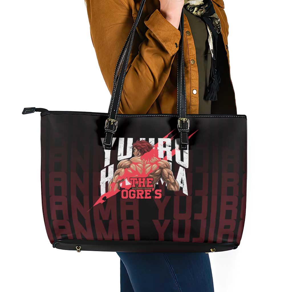Yujiro Hanma The Ogre Baki Series Gym Theme Leather Tote Bag with Muscular Back Design and Bold Typography - The Mazicc