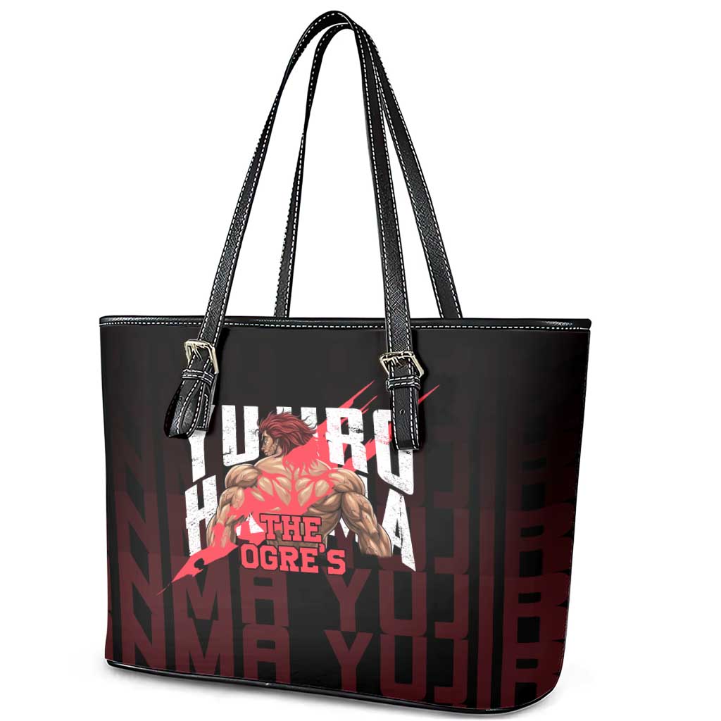 Yujiro Hanma The Ogre Baki Series Gym Theme Leather Tote Bag with Muscular Back Design and Bold Typography - The Mazicc