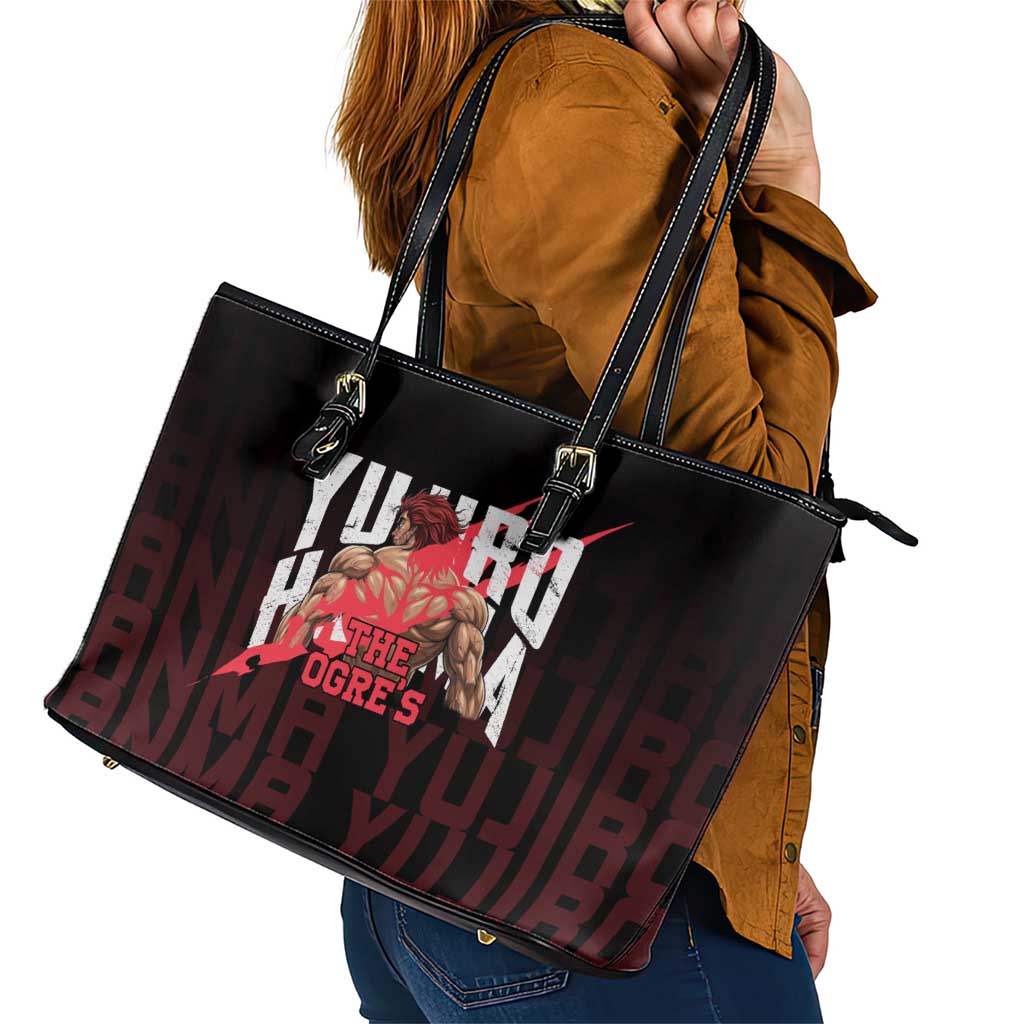 Yujiro Hanma The Ogre Baki Series Gym Theme Leather Tote Bag with Muscular Back Design and Bold Typography - The Mazicc