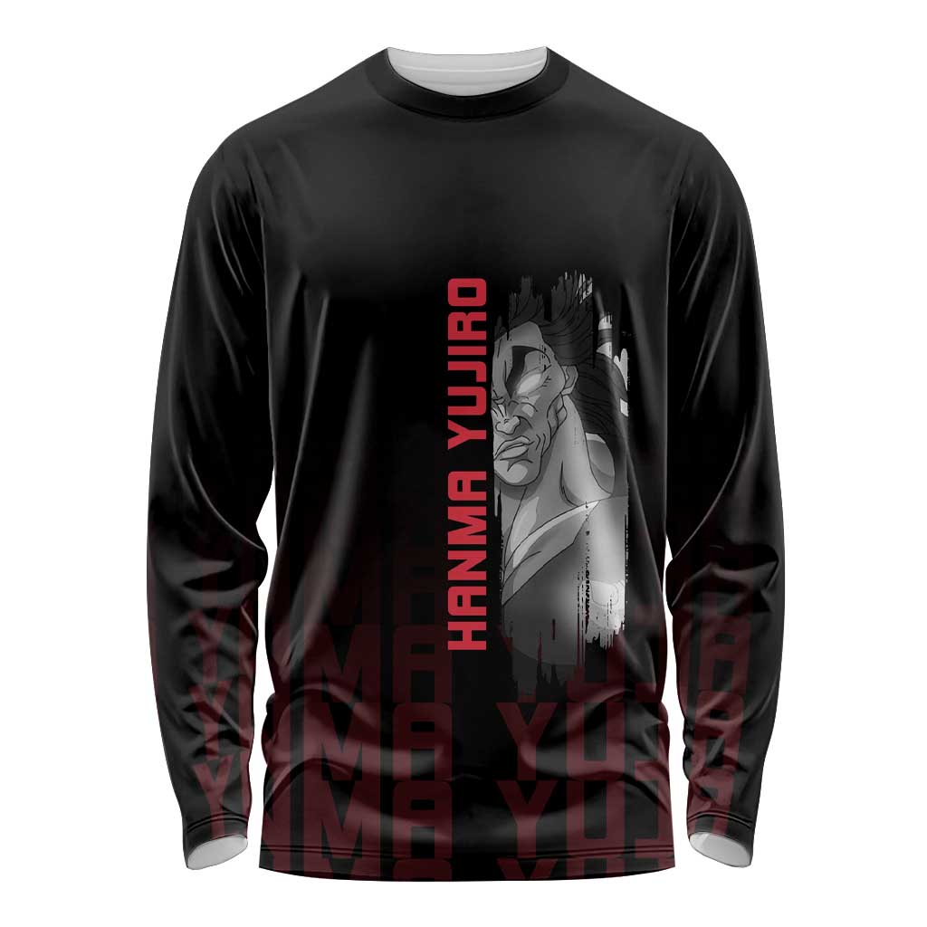 Yujiro Hanma The Ogre Baki Series Gym Theme Long Sleeve Shirt with Muscular Back Design and Bold Typography - The Mazicc