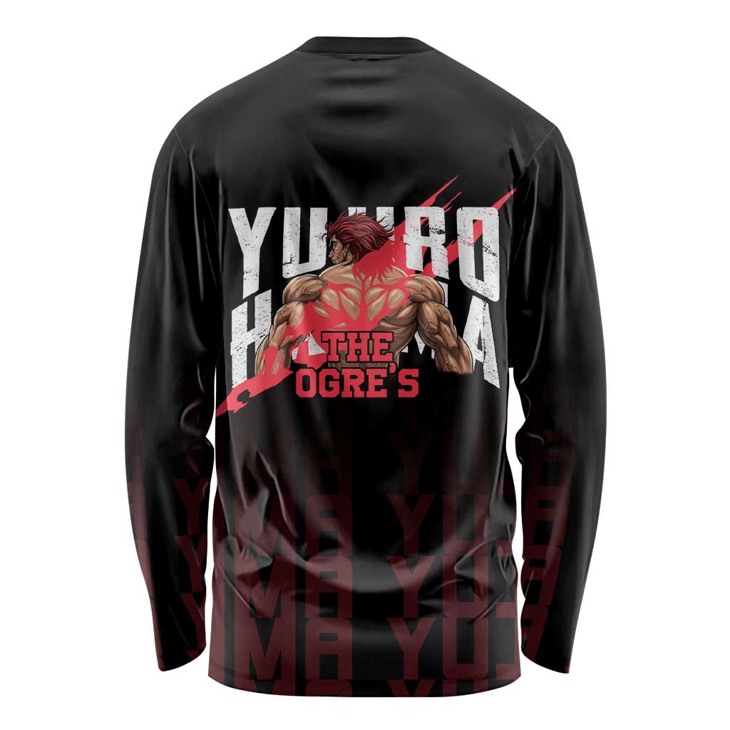 Yujiro Hanma The Ogre Baki Series Gym Theme Long Sleeve Shirt with Muscular Back Design and Bold Typography - The Mazicc