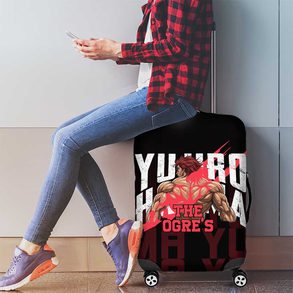 Yujiro Hanma The Ogre Baki Series Gym Theme Luggage Cover with Muscular Back Design and Bold Typography - The Mazicc