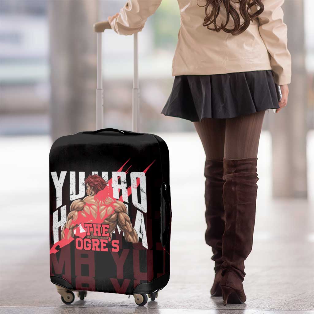 Yujiro Hanma The Ogre Baki Series Gym Theme Luggage Cover with Muscular Back Design and Bold Typography - The Mazicc