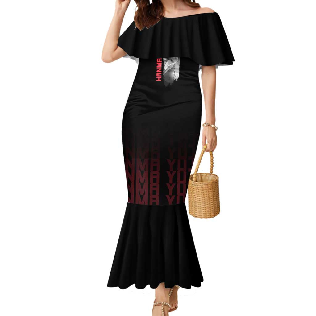 Yujiro Hanma The Ogre Baki Series Gym Theme Mermaid Dress with Muscular Back Design and Bold Typography - The Mazicc