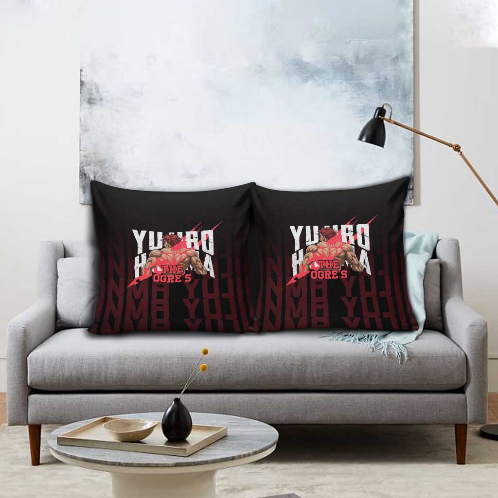 Yujiro Hanma The Ogre Baki Series Gym Theme Pillow Cover with Muscular Back Design and Bold Typography - The Mazicc