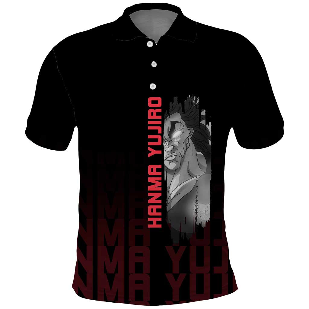 Yujiro Hanma The Ogre Baki Series Gym Theme Polo Shirt with Muscular Back Design and Bold Typography - The Mazicc