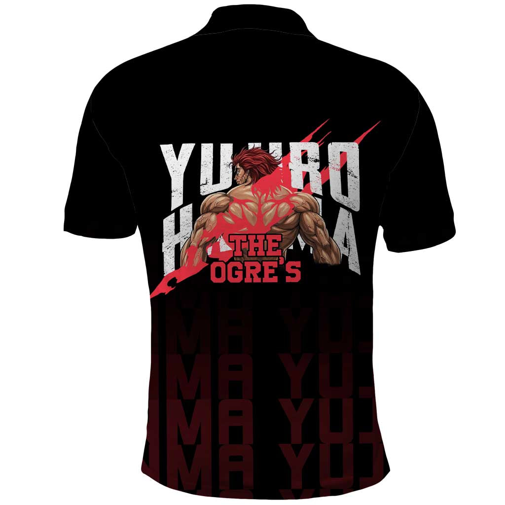 Yujiro Hanma The Ogre Baki Series Gym Theme Polo Shirt with Muscular Back Design and Bold Typography - The Mazicc