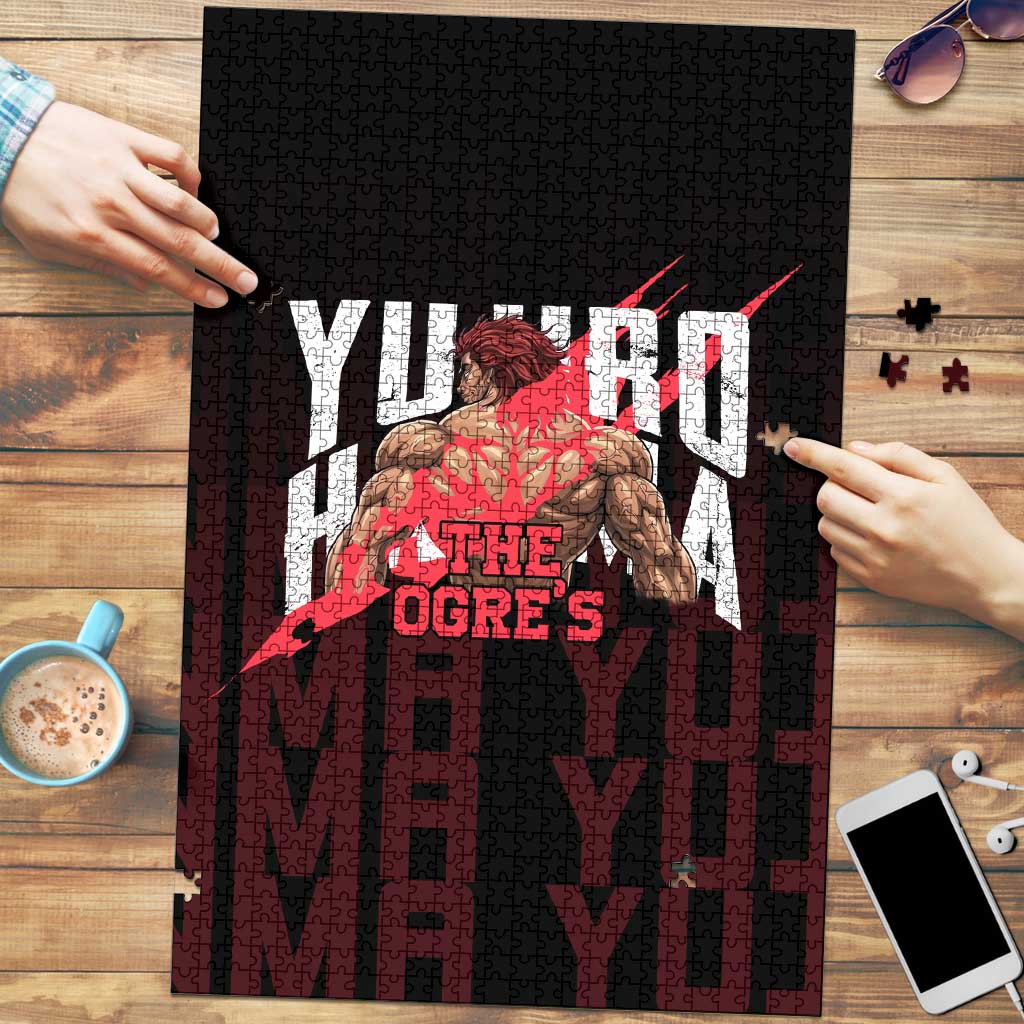 Yujiro Hanma The Ogre Baki Series Gym Theme Puzzle with Muscular Back Design and Bold Typography - The Mazicc