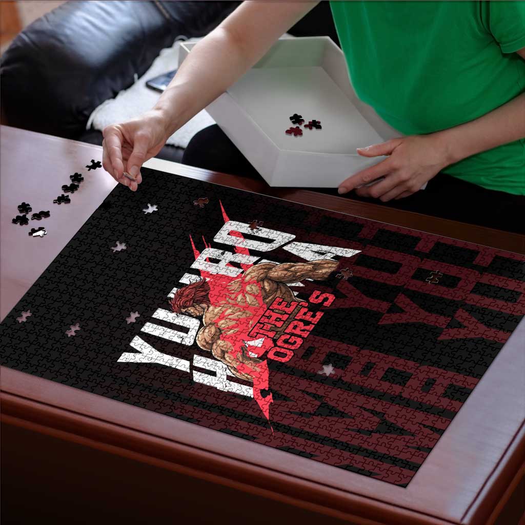 Yujiro Hanma The Ogre Baki Series Gym Theme Puzzle with Muscular Back Design and Bold Typography - The Mazicc