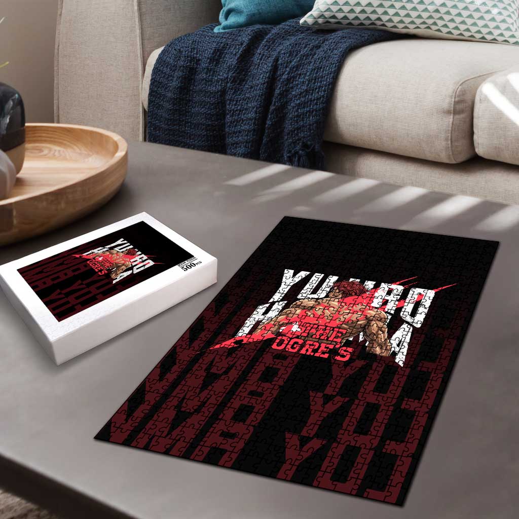 Yujiro Hanma The Ogre Baki Series Gym Theme Puzzle with Muscular Back Design and Bold Typography - The Mazicc